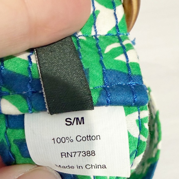 J.CREW Green & Blue Floral Belt Bamboo Buckle Beachy Coastal Size Small/Medium - Picture 8 of 8
